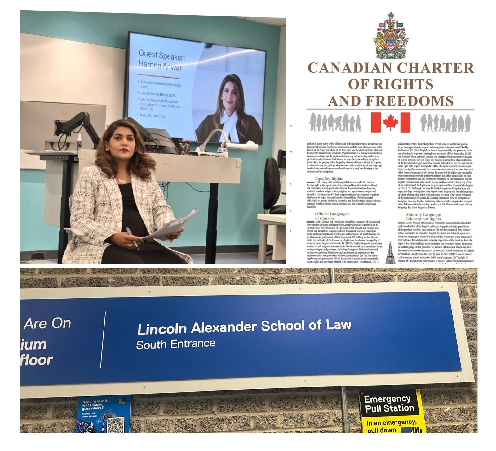 Guest lecture on sections 10(a) and 10(b) of the Canadian Charter of Rights and Freedoms at Lincoln Alexander School of Law